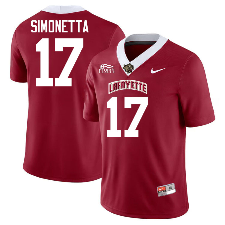 Lafayette Leopards #17 Jack Simonetta College Football Jerseys,Uniforms-Red